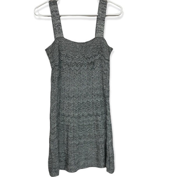 𝅺the Sweater Project Black Silver Metallic Tank Sweater Mini Dress, Medium - Picture 1 of 5